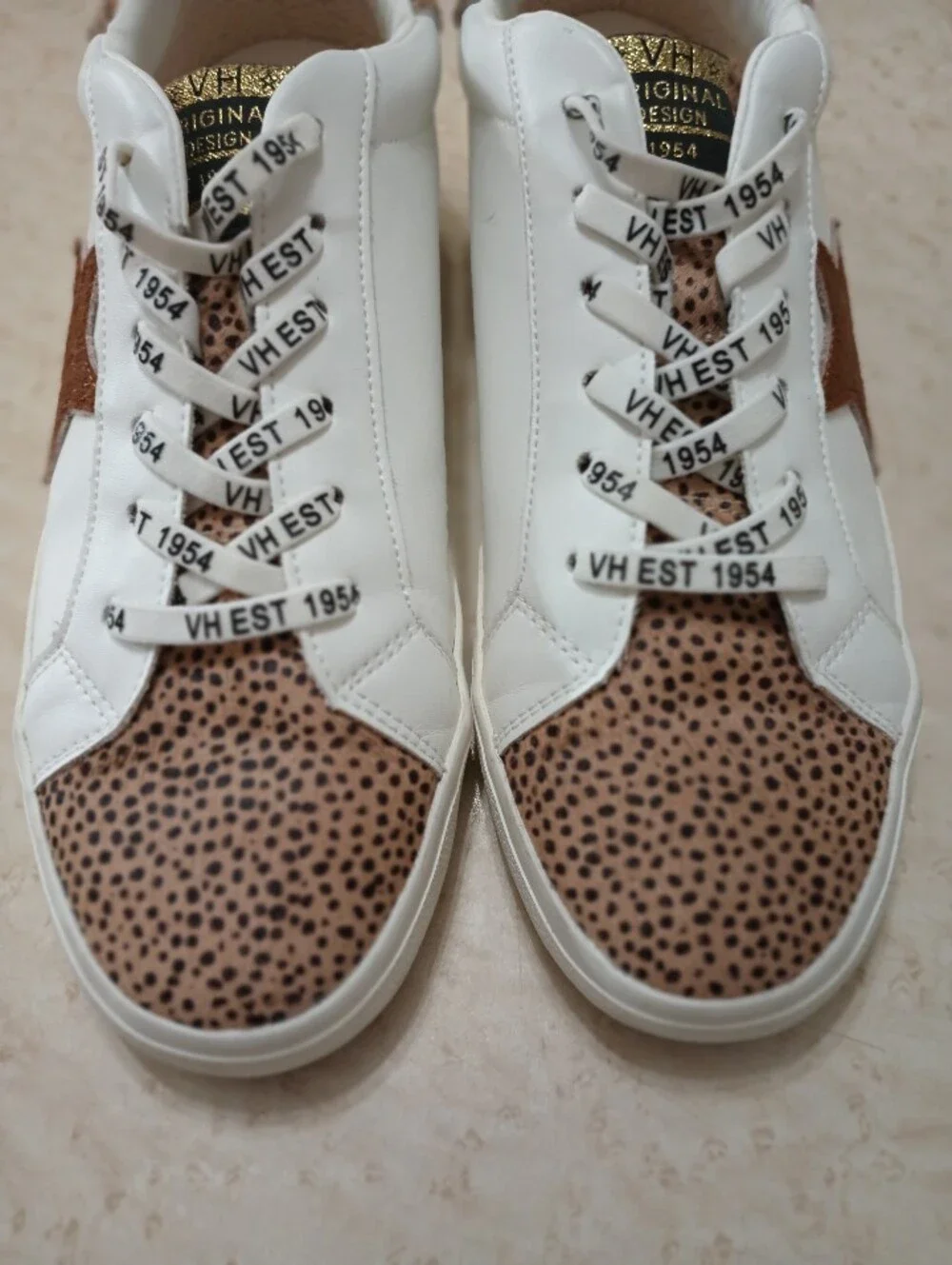 Vintage Havana Grande White & Leopard Print Sneakers Size 11